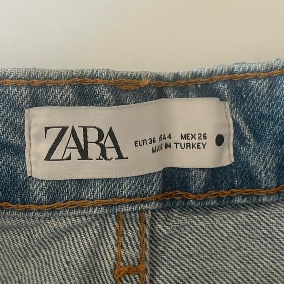 Zara High Waisted Denim Rhinestone Distressed Shorts - Picture 6 of 8